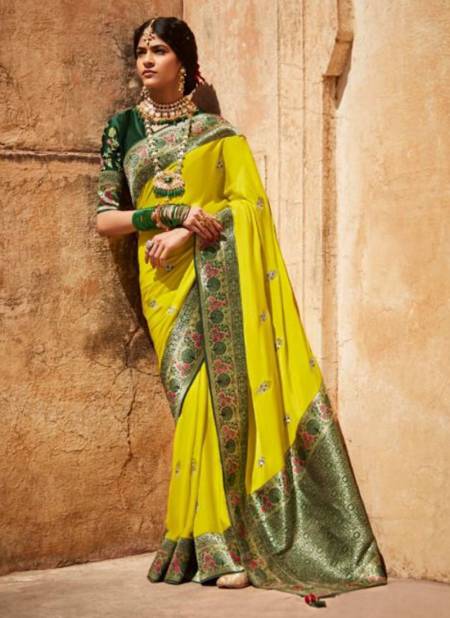 Yellow KIMORA SUNEHRI 17 Heavy Wedding Wear Silk Designer Latest Saree Collection 1427
